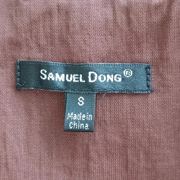 Samuel Dong Brown Ruffle Rosette Bubble Hem Trench Coat Jacket Womens Small - Picture 2 of 10